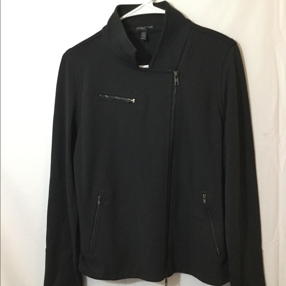 Eileen Fisher Jackets & Blazers - EILEEN FISHER Black Moto Knit Side Zip Jacket
